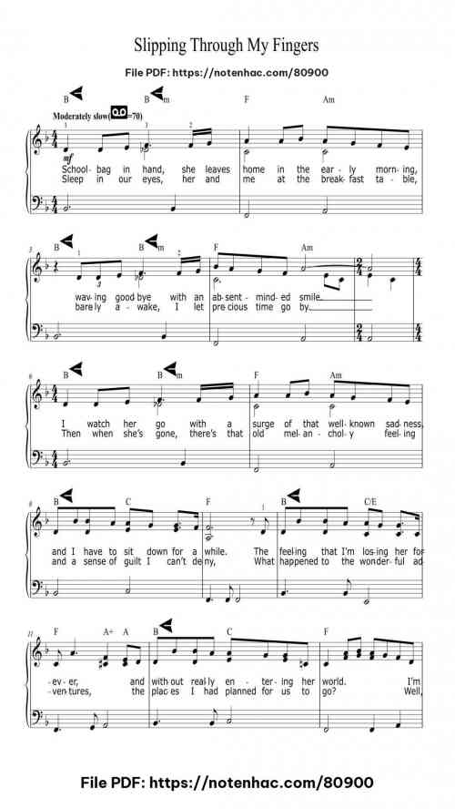 Slipping Through My Fingers by ABBA Level Intermediate