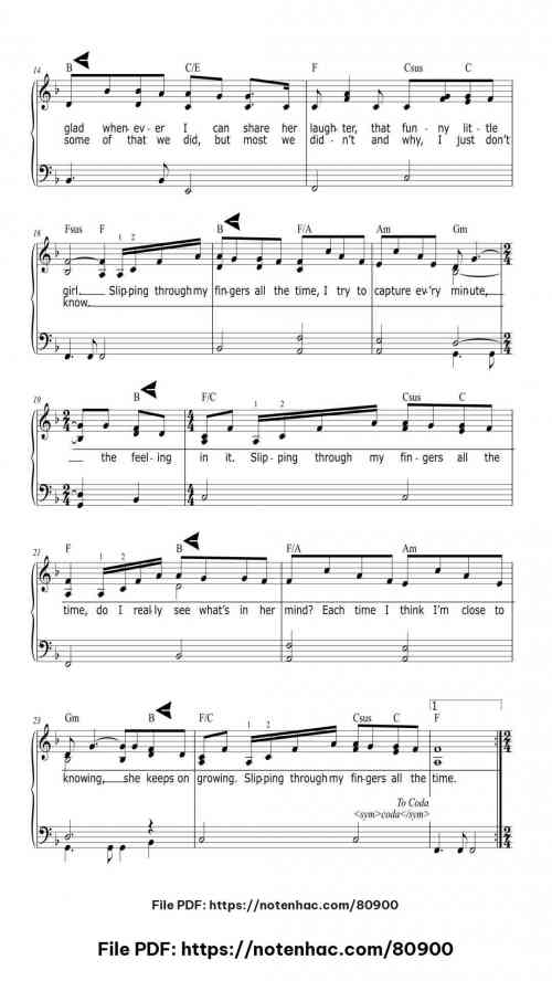 Slipping Through My Fingers piano sheet music free pdf