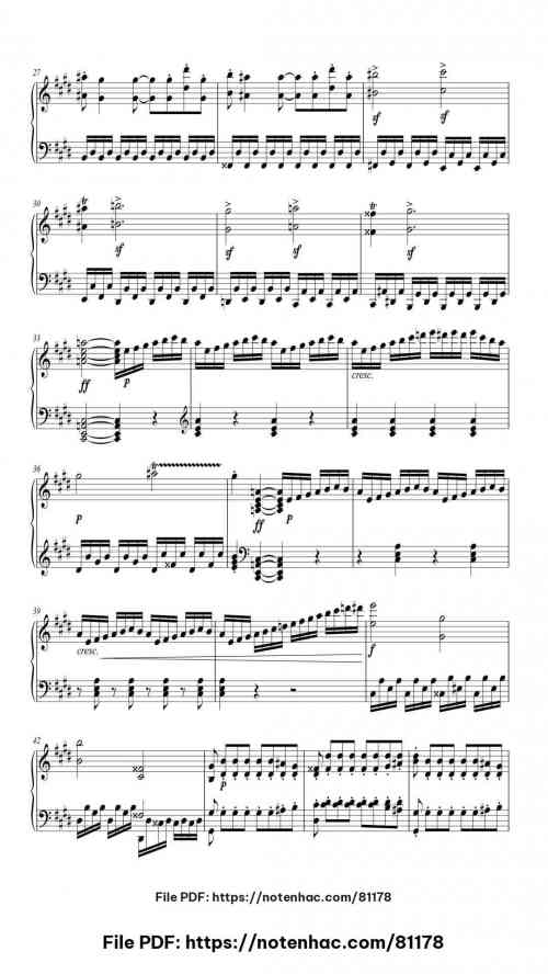 Sonate No. 14 in C# Minor, Op. 27 No. 2 "Moonlight": III. Presto Agitato piano sheet music free pdf