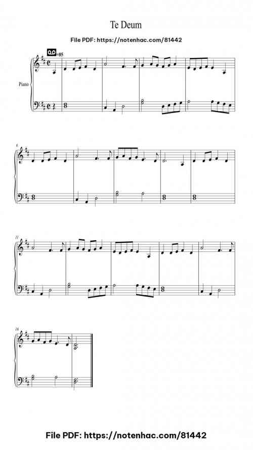 Te Deum – Eurovision Hymn by Marc-Antoine Charpentier Level Beginner 2 Te Deum – Eurovision Hymn piano sheet music free pdf
