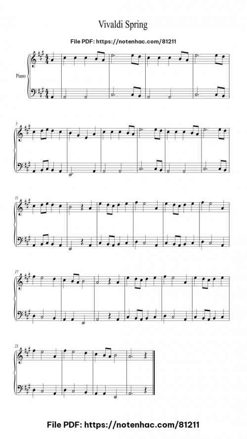The Four Seasons - Spring in E Major, RV. 269: I. Allegro piano sheet music free pdf