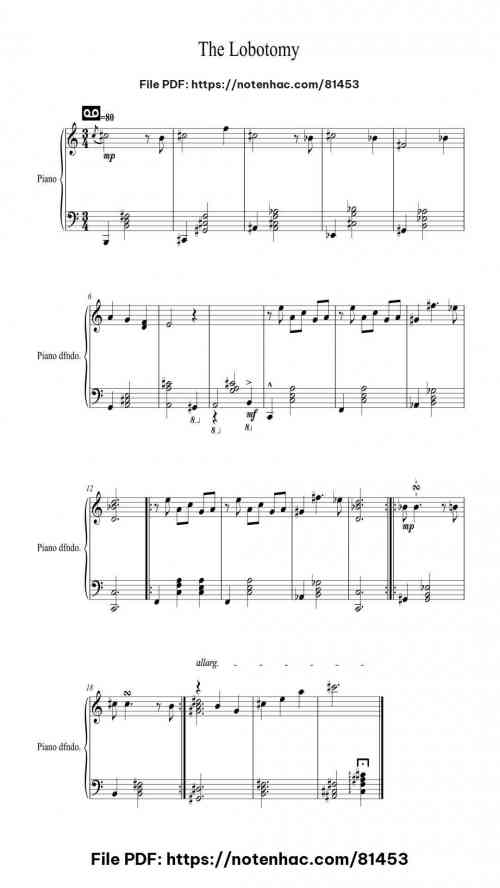 The Lobotomy piano sheet music free pdf