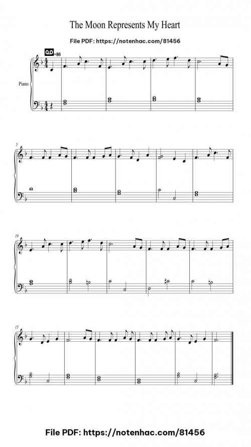 The Moon Represents My Heart by Teresa Teng Level Beginner 2 The Moon Represents My Heart piano sheet music free pdf
