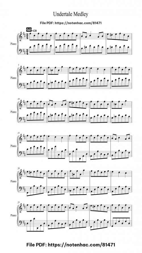 Undertale Medley piano sheet music free pdf
