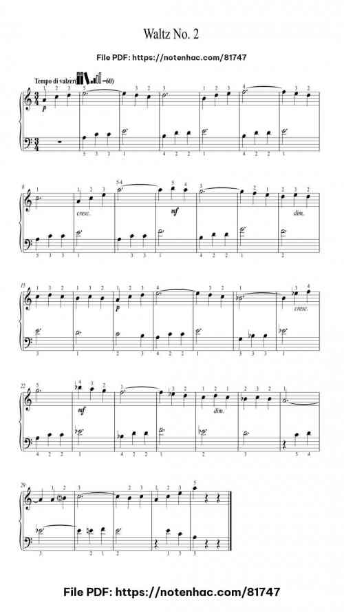 Waltz No. 2 from Suite for Variety Orchestra piano sheet music free pdf